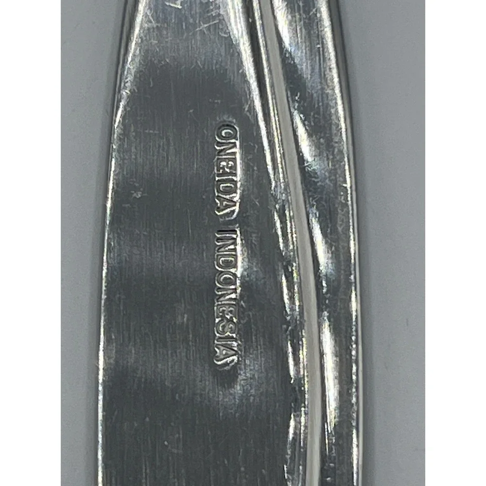 6 Dinner Forks Line Stainless Oneida Groove Curved B734 Indonesia Glossy 8‎ 1/4